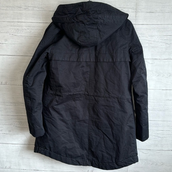 Divided H&M Zip UP & Button Up Black Hooded Coat | SIZE XS - Picture 3 of 10